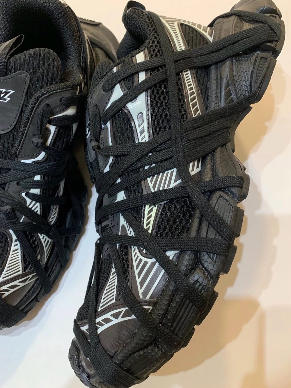 Balenciaga Black & White Trail Lace-Up Runner Sneakers - Picture 4 of 11